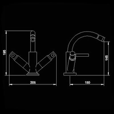 Technical image of Hudson Reed Tec Lever Mono Bidet Mixer with Pop Up Waste