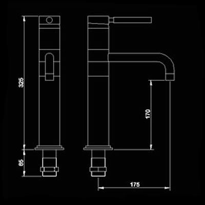 Technical image of Tec Single Lever High rise mixer with swivel spout