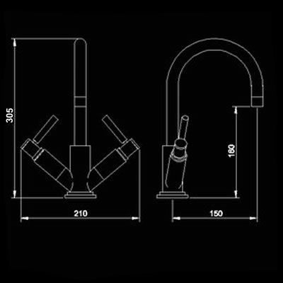 Technical image of Hudson Reed Kitchen Tec sink mixer