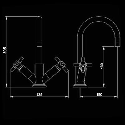 Technical image of Hudson Reed Kitchen Tec sink mixer