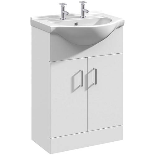 Larger image of Nuie Furniture Floor Standing Vanity Unit 550mm (2TH, White).