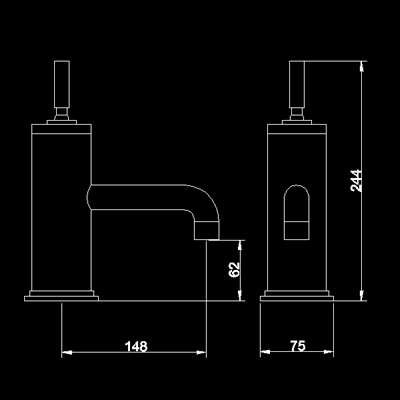 Technical image of Hudson Reed Gia Bath filler tap.