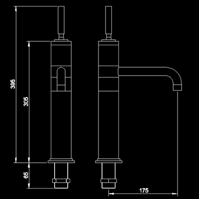 Technical image of Hudson Reed Gia High rise mixer with swivel spout