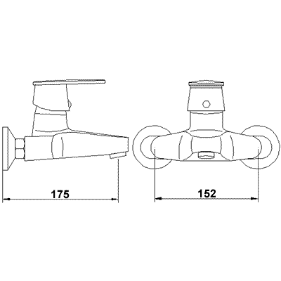 Technical image of Ultra Surf Single lever wall mounted bath filler.