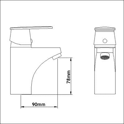 Technical image of Ultra Surf Single lever mono basin mixer tap.