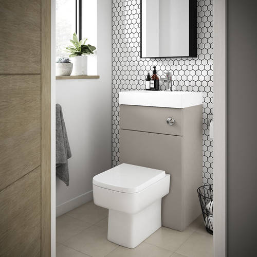 Example image of Nuie Furniture 2 In 1 BTW Unit With Basin & Cistern 500mm (Stone Grey).