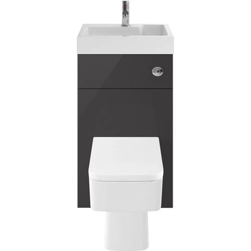 Larger image of Nuie Furniture 2 In 1 BTW Unit With Basin & Cistern 500mm (Gloss Grey).