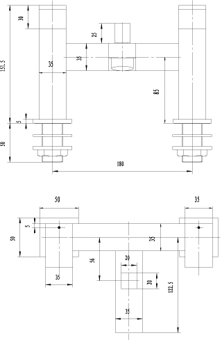 Technical image of Ultra Prospa Bath Shower Mixer Tap With Shower Kit & Wall Bracket.