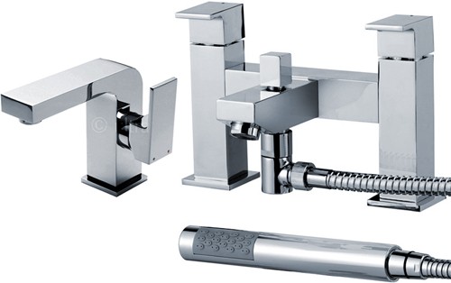 Larger image of Ultra Prospa Basin & Bath Shower Mixer Tap Set (Free Shower Kit).