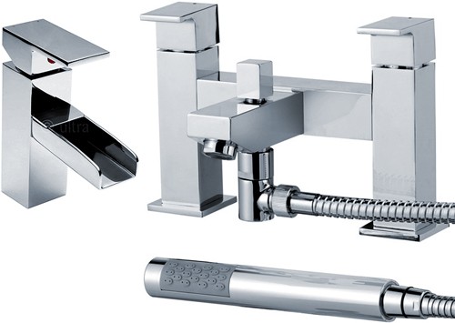 Larger image of Ultra Prospa Waterfall Basin & Bath Shower Mixer Tap Set (Free Shower Kit).