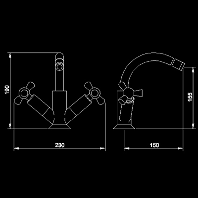 Technical image of Hudson Reed Vienna Mono bidet mixer + free pop up waste