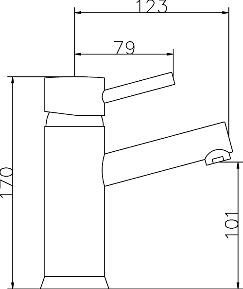 Technical image of Hudson Reed Kia Basin Tap (Chrome).