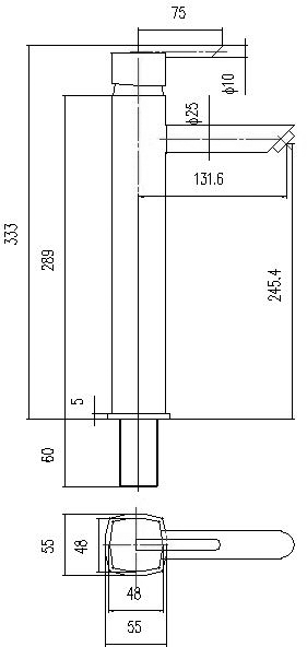 Technical image of Ultra Rialto Single Lever High Rise Mixer Tap.