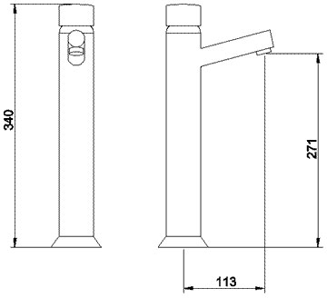 Technical image of Hudson Reed Jule High rise basin mixer