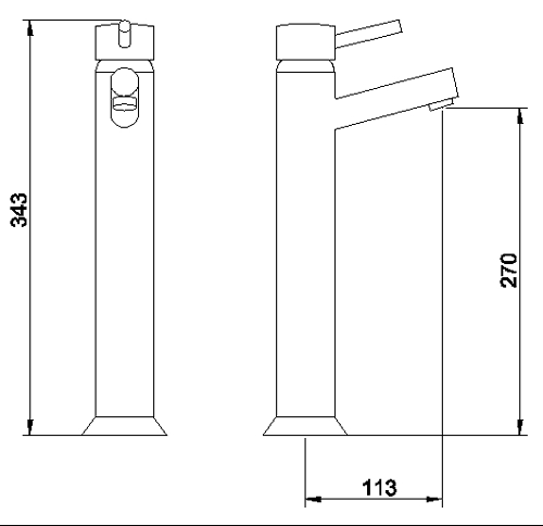 Technical image of Hudson Reed Kia High rise basin mixer