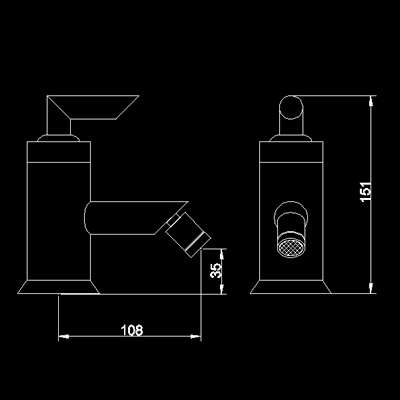 Technical image of Hudson Reed Xeta Mono bidet mixer + free pop up waste