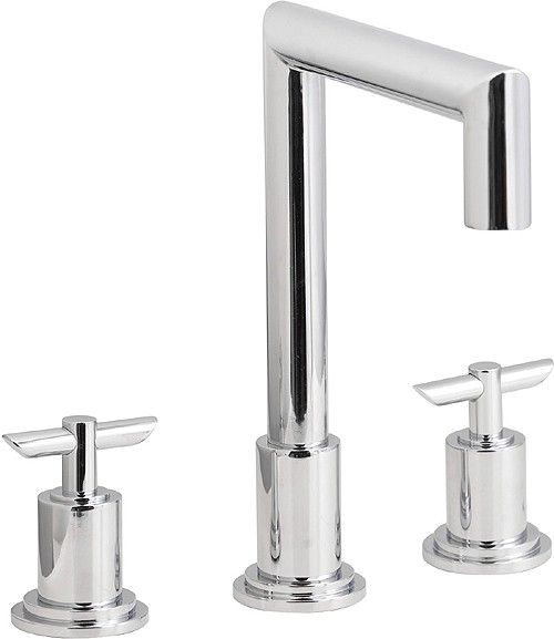 Larger image of Hudson Reed P-zazz T-Bar 3 Tap Hole Bath Filler With Swivel Spout.