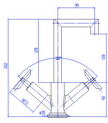 Technical image of Hudson Reed P-zazz Cross Head Mono Basin Mixer & Free Pop Up Waste.