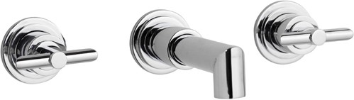 Larger image of Hudson Reed P-zazz T-Bar 3 Tap Hole Wall Mounted Bath Mixer Tap.