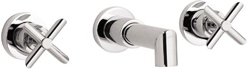 Larger image of Hudson Reed P-zazz Cross Head 3 Tap Hole Wall Mounted Bath Mixer Tap.