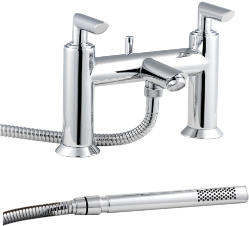 Larger image of Hudson Reed Xeta Bath Shower Mixer With Shower Kit And Wall Bracket.