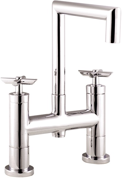 Larger image of Hudson Reed P-zazz Cross Head Deck Mounted Bath Filler.