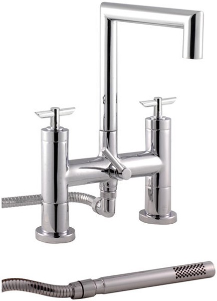 Larger image of Hudson Reed P-zazz T-Bar Deck Mounted Bath Shower Mixer & Kit.