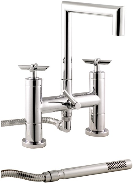 Larger image of Hudson Reed P-zazz Cross Head Deck Mounted Bath Shower Mixer & Kit.