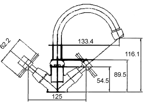 Technical image of Ultra Riva Economy Mono Basin Mixer Tap.