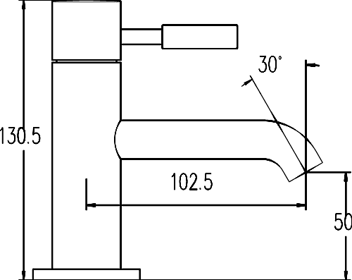 Technical image of Ultra Pixi Lever mono basin mixer with pop up waste.