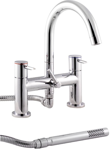 Larger image of Ultra Pixi Lever Bath Shower Mixer With Swivel Spout & Shower Kit.