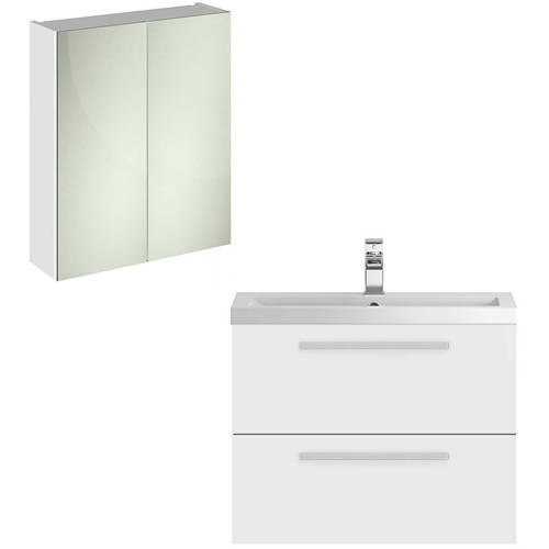 Larger image of Hudson Reed Quartet Wall Hung Vanity Unit Pack With Cabinet (Gloss White).