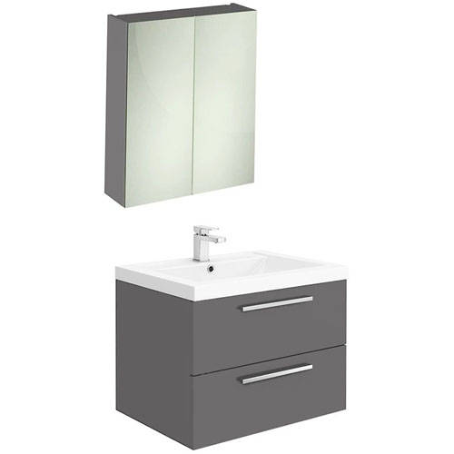 Larger image of Hudson Reed Quartet Wall Hung Vanity Unit Pack With Cabinet (Gloss Grey).