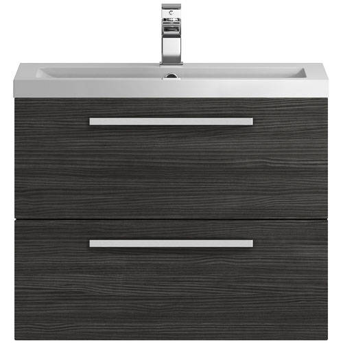 Larger image of Hudson Reed Quartet Wall Vanity Unit & Basin 720mm (Hacienda Black).