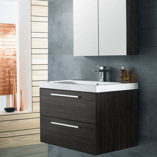 Example image of Hudson Reed Quartet Wall Vanity Unit & Basin 720mm (Hacienda Black).