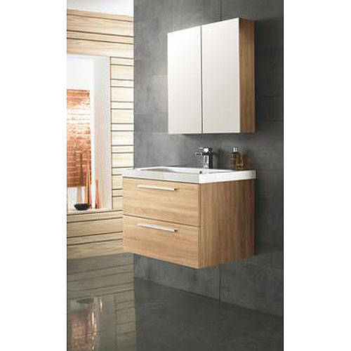 Example image of Hudson Reed Quartet Wall Hung Vanity Unit Pack With Cabinet (Natural Oak).