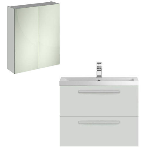 Larger image of Hudson Reed Quartet Wall Hung Vanity Unit Pack With Cabinet (Grey Mist).