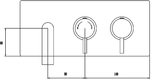 Technical image of Nuie Quest Wall Mounted Thermostatic Basin Tap (Chrome).