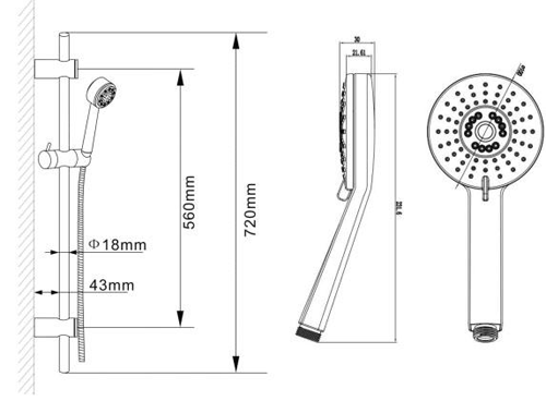 Technical image of Nuie Quest Quest Thermostatic Shower Valve & Water Saving Shower Kit.