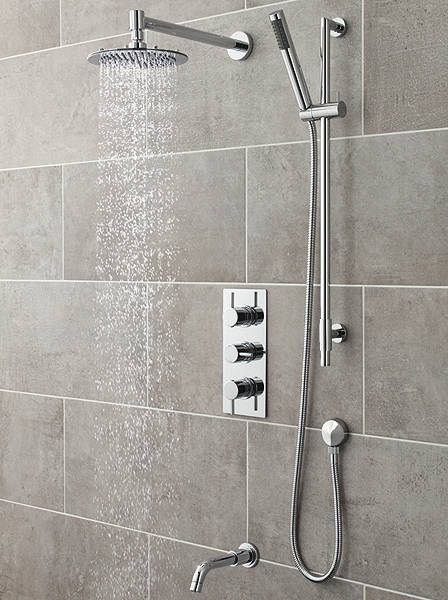 Larger image of Nuie Quest Quest Thermostatic Shower Valve, Head, Slide Rail & Bath Filler.