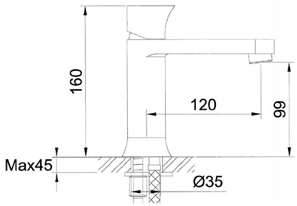 Technical image of Hudson Reed Quill Basin Tap (Chrome).