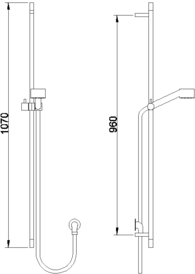 Technical image of Hudson Reed Rapid 3/4" Thermostatic Shower Valve, Diverter, Head & Slide Rail.