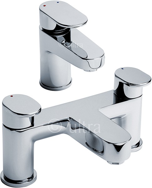 Larger image of Ultra Ratio Basin Mixer & Bath Filler Tap Set (Chrome).