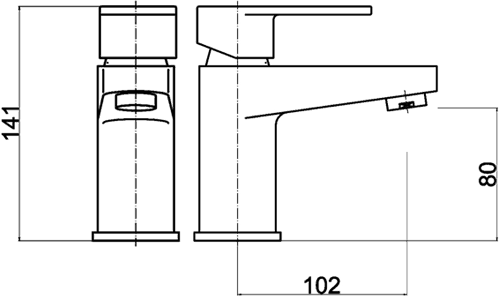 Technical image of Ultra Ratio Basin Mixer & Bath Filler Tap Set (Chrome).