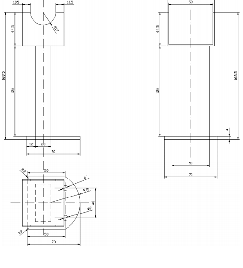 Technical image of Towel Rails Large Floor Mounting Feet (Black, Pair).