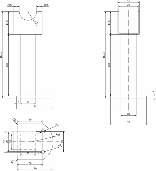 Technical image of Towel Rails Small Floor Mounting Feet (Silver, Pair).