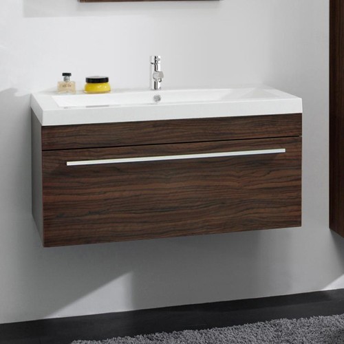 Larger image of Ultra Glide Wall Mounted Vanity Unit With Basin (Walnut). 900Wx440Hmm.