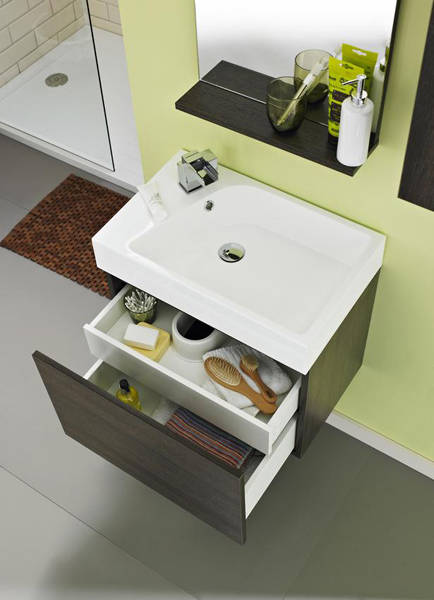 Example image of Ultra Furniture Zone Wall Mounted Vanity Unit & Basin (Dark Oak).