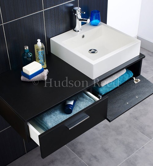 Example image of Hudson Reed Levity Wall Hung Vanity Unit & Basin (Black Wood).