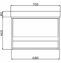 Technical image of Hudson Reed Recess Wall Hung Vanity Unit & Basin (Dark Oak).